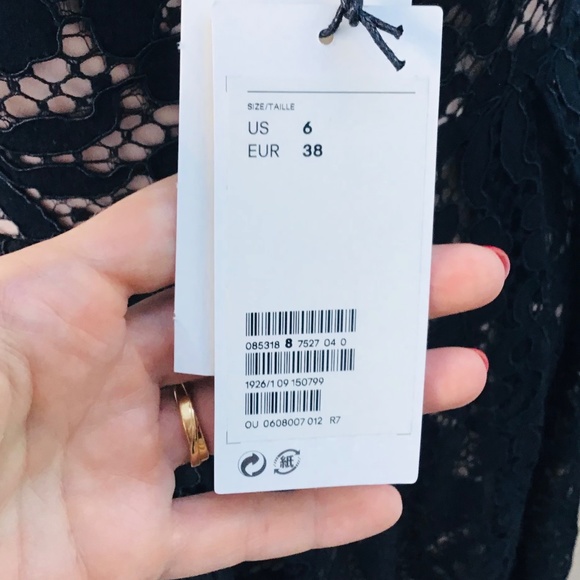 H&M size 10/38 premium collection black and dusty rose lace dress BNWT - Picture 9 of 12